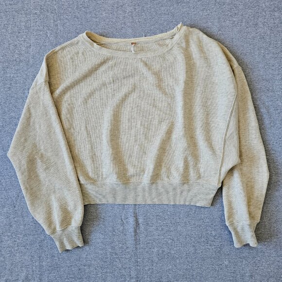 Free People Oversized Joni Pullover Slouchy Sweatshirt Long Sleeve Size Large - Picture 2 of 5